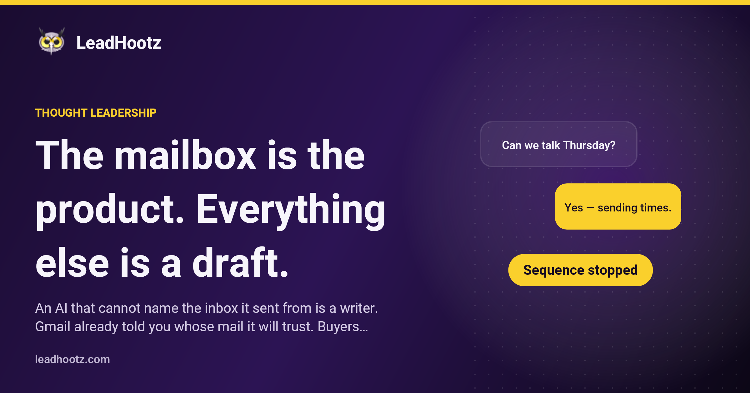 The mailbox is the product. Everything else is a draft.
